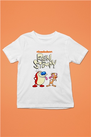 Ren and Stimpy Show Beyaz Unisex Çocuk Tişört