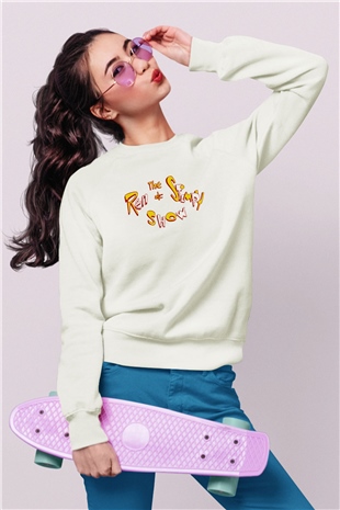 Ren and Stimpy Show Beyaz Unisex Sweatshirt
