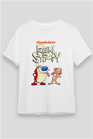 Ren and Stimpy Show Beyaz Unisex Tişört T-Shirt