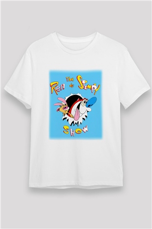 Ren and Stimpy Show Beyaz Unisex Tişört T-Shirt