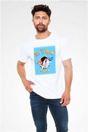 Ren and Stimpy Show Beyaz Unisex Tişört T-Shirt
