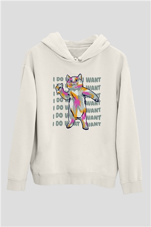 Renkli KediBeyaz  Unisex Hoodie