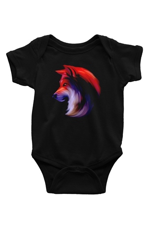 Renkli Kurt BaskılıSiyah  Bebek Body - Zıbın
