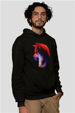 Renkli KurtSiyah  Unisex Hoodie