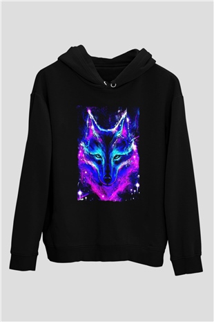 Renkli KurtSiyah  Unisex Hoodie
