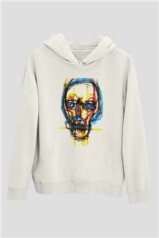 Renkli Kurukafa Beyaz  Unisex Hoodie