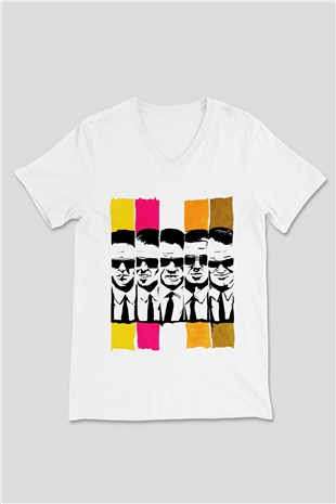 Reservoir Dogs Beyaz Unisex V Yaka Tişört