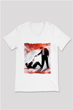 Reservoir Dogs Beyaz Unisex V Yaka Tişört
