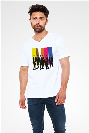Reservoir Dogs Beyaz Unisex V Yaka Tişört