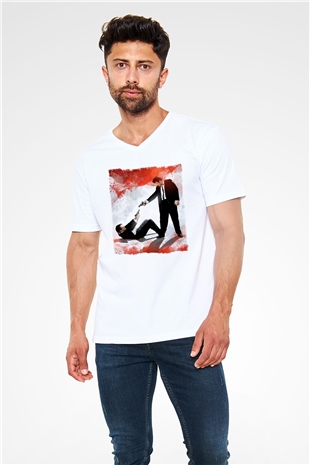Reservoir Dogs Beyaz Unisex V Yaka Tişört