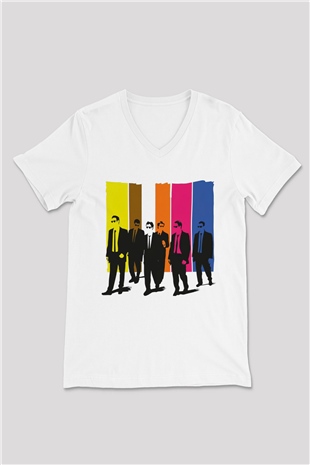 Reservoir Dogs Beyaz Unisex V Yaka Tişört