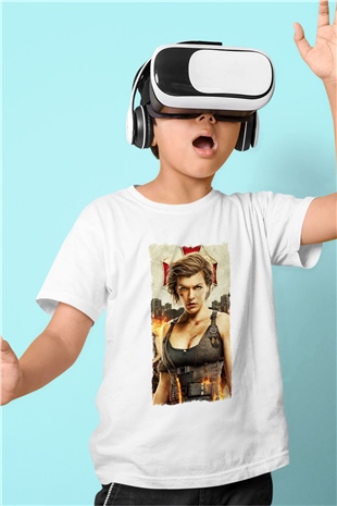 Resident Evil Beyaz Unisex Çocuk Tişört