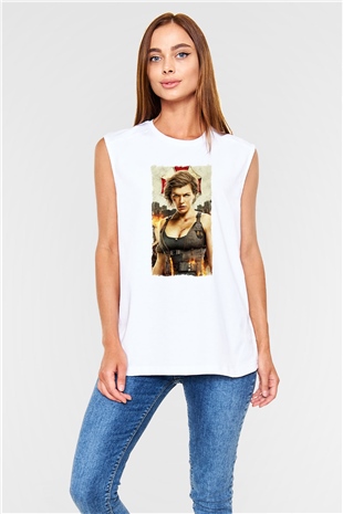 Resident Evil Beyaz Unisex Kolsuz Tişört