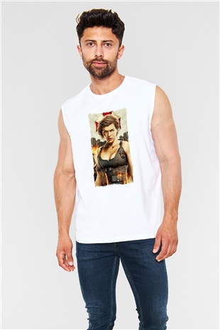 Resident Evil Beyaz Unisex Kolsuz Tişört
