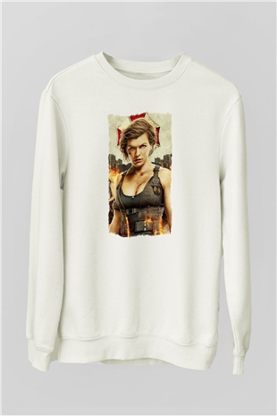 Resident Evil Beyaz Unisex Sweatshirt