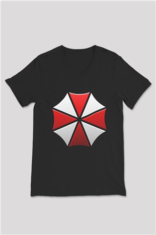 Resident Evil Siyah Unisex V Yaka Tişört T-Shirt