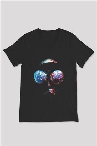 Resident Evil Siyah Unisex V Yaka Tişört T-Shirt