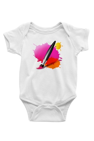 Ressam Baskılı Beyaz Unisex Bebek Body - Zıbın