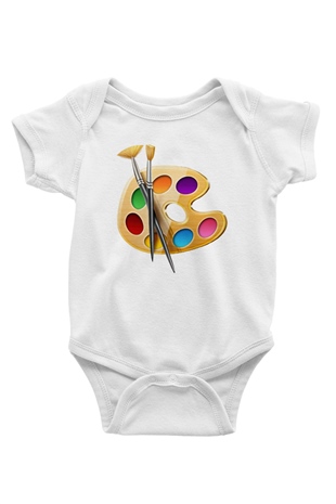 Ressam Baskılı Beyaz Unisex Bebek Body - Zıbın