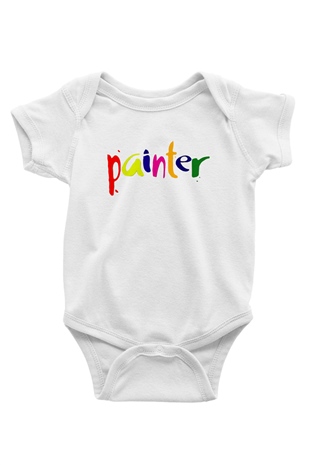 Ressam Baskılı Beyaz Unisex Bebek Body - Zıbın