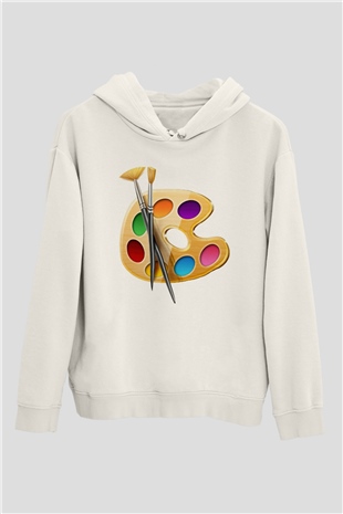 Ressam Beyaz Unisex Hoodie