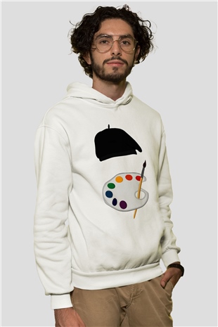 Ressam Beyaz Unisex Hoodie