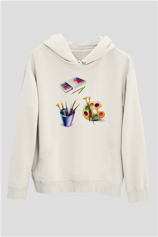 Ressam Beyaz Unisex Hoodie