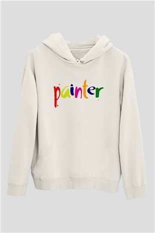 Ressam Beyaz Unisex Hoodie