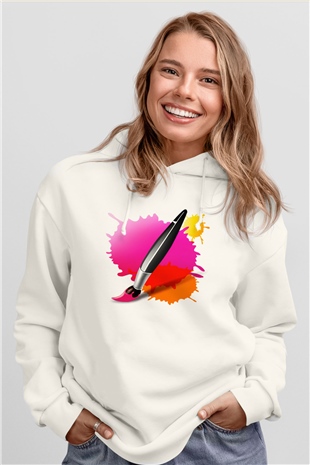 Ressam Beyaz Unisex Hoodie