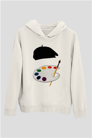 Ressam Beyaz Unisex Hoodie