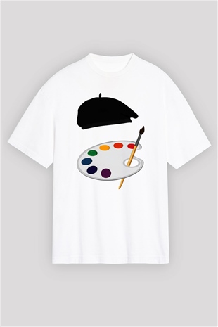 Ressam Beyaz Unisex Oversize Tişört T-Shirt