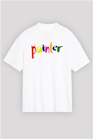 Ressam Beyaz Unisex Oversize Tişört T-Shirt