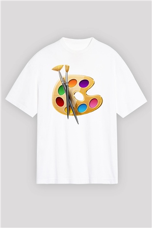 Ressam Beyaz Unisex Oversize Tişört T-Shirt