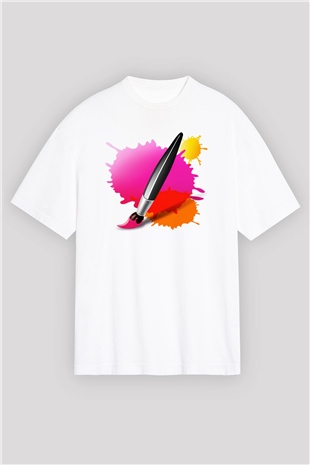 Ressam Beyaz Unisex Oversize Tişört T-Shirt