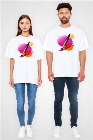 Ressam Beyaz Unisex Oversize Tişört T-Shirt
