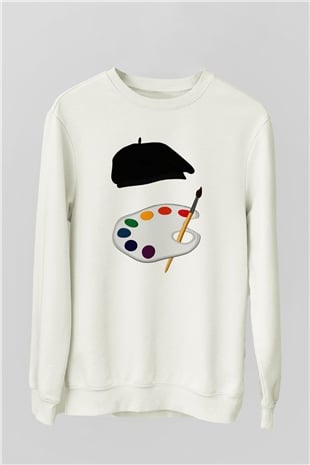 Ressam Beyaz Unisex Sweatshirt