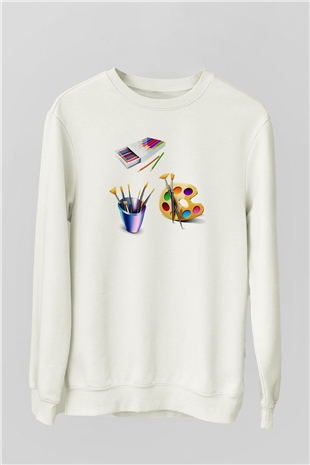 Ressam Beyaz Unisex Sweatshirt