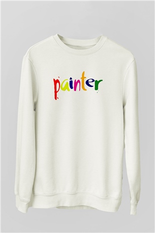 Ressam Beyaz Unisex Sweatshirt