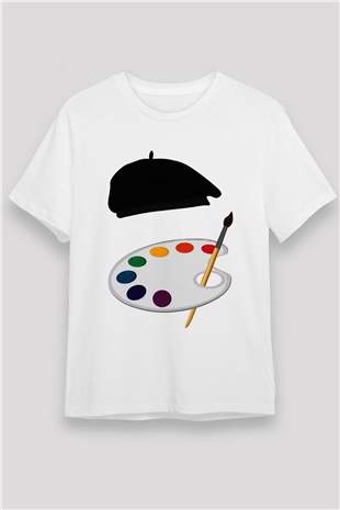 Ressam Beyaz Unisex Tişört T-Shirt - TişörtFabrikası