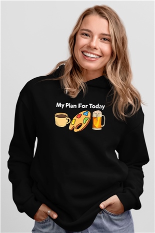 Ressam Siyah Unisex Kapüşonlu Sweatshirt