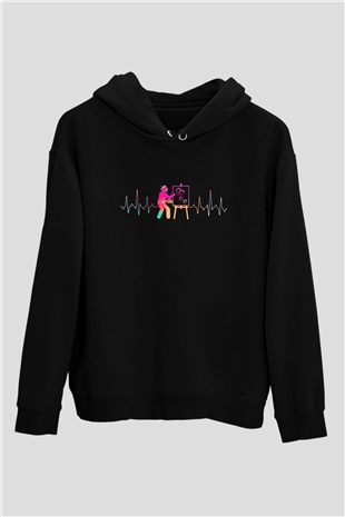 Ressam Siyah Unisex Kapüşonlu Sweatshirt