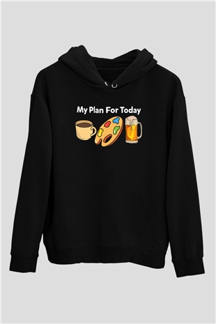 Ressam Siyah Unisex Kapüşonlu Sweatshirt
