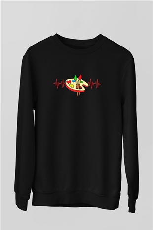 Ressam Siyah Unisex Sweatshirt