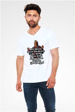 Ric Flair Beyaz Unisex  V Yaka Tişört