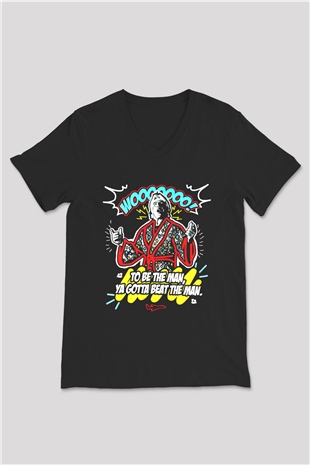 Ric Flair Siyah Unisex V Yaka Tişört