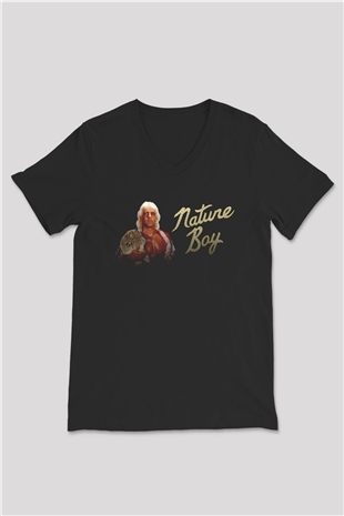 Ric Flair Siyah Unisex  V Yaka Tişört
