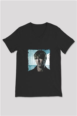 Richie Hawtin Baskılı Unisex Siyah V Yaka Tişört