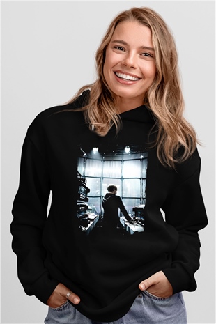 Richie Hawtin Siyah Unisex Kapüşonlu Sweatshirt
