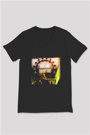 Richie Hawtin Siyah Unisex V Yaka Tişört T-Shirt