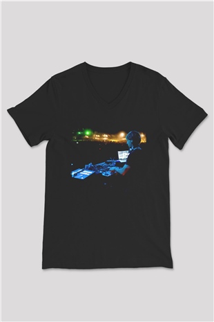Richie Hawtin Siyah Unisex V Yaka Tişört